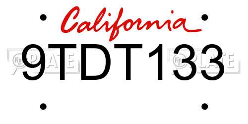 9TDT133 California License Plate