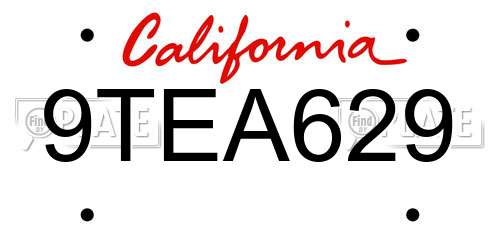 9TEA629 California License Plate