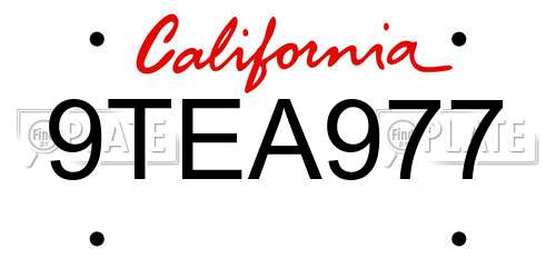 9TEA977 California License Plate