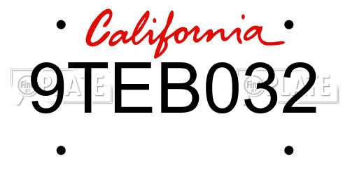 9TEB032 California License Plate