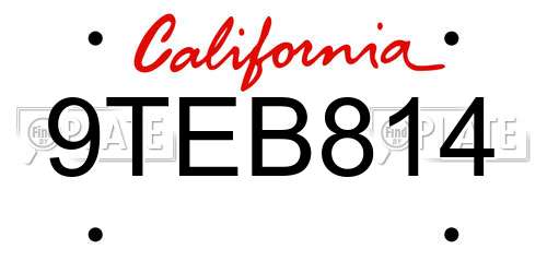 9TEB814 California License Plate