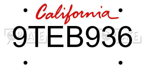 9TEB936 California License Plate