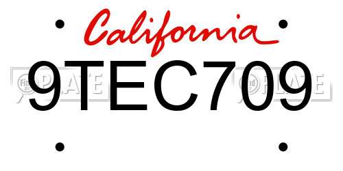 9TEC709 California License Plate