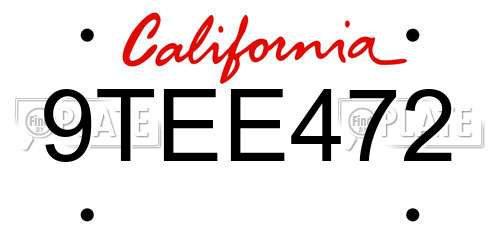 9TEE472 California License Plate