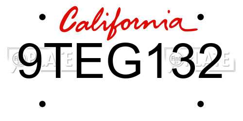 9TEG132 California License Plate