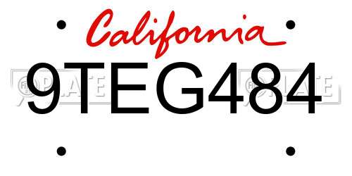 9TEG484 California License Plate