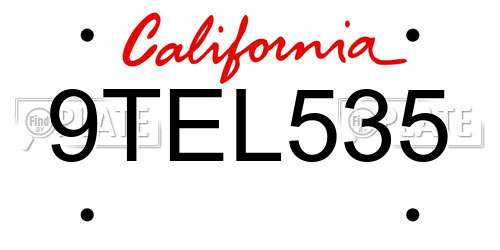 9TEL535 California License Plate