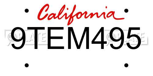 9TEM495 California License Plate