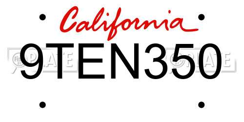 9TEN350 California License Plate