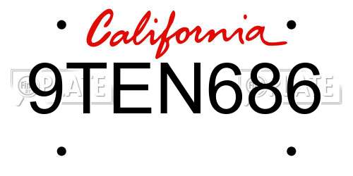 9TEN686 California License Plate