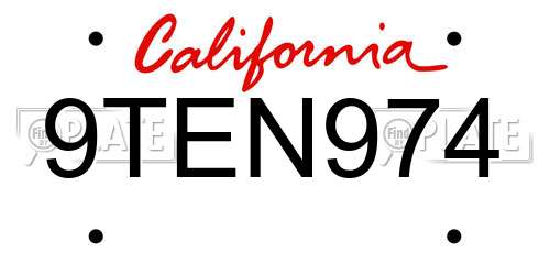 9TEN974 California License Plate