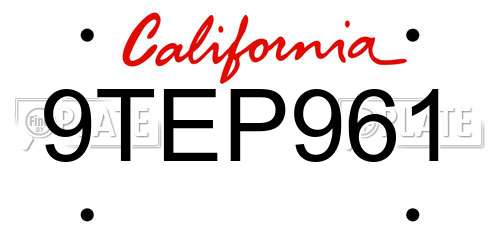 9TEP961 California License Plate