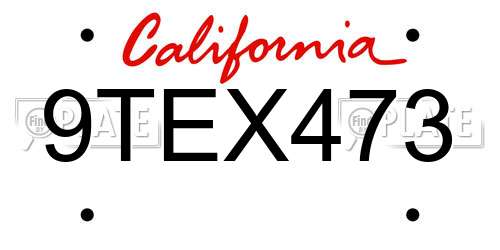9TEX473 California License Plate