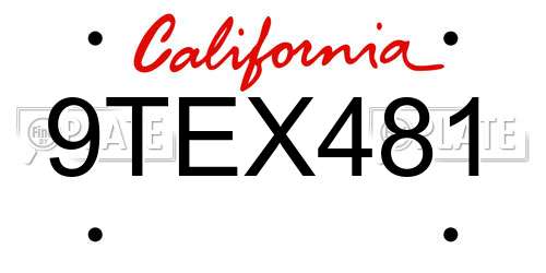 9TEX481 California License Plate