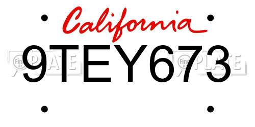 9TEY673 California License Plate