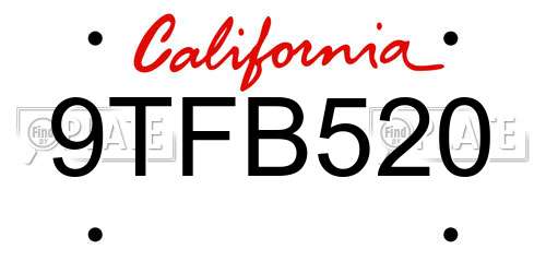 9TFB520 California License Plate