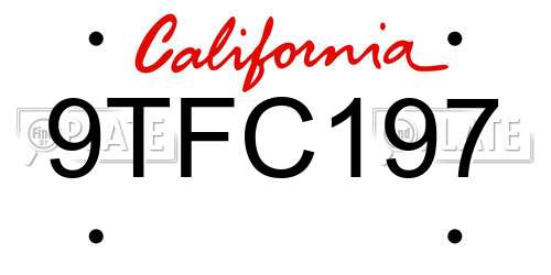 9TFC197 California License Plate