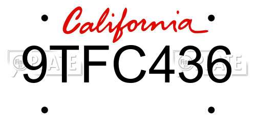 9TFC436 California License Plate