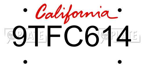 9TFC614 California License Plate