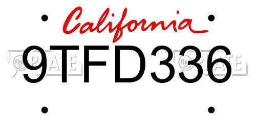 9TFD336 California License Plate