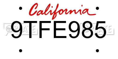 9TFE985 California License Plate