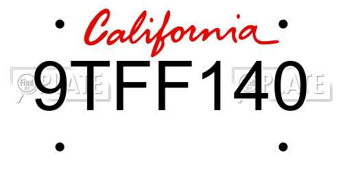 9TFF140 California License Plate