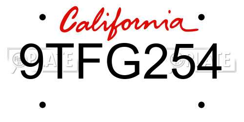 9TFG254 California License Plate