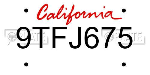 9TFJ675 California License Plate