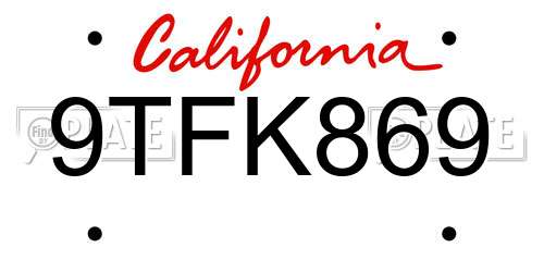 9TFK869 California License Plate