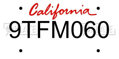 9TFM060 California License Plate