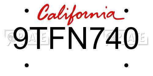 9TFN740 California License Plate