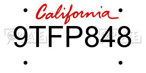 9TFP848 California License Plate