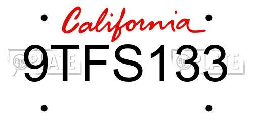9TFS133 California License Plate