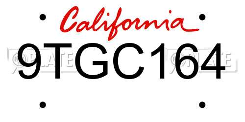 9TGC164 California License Plate