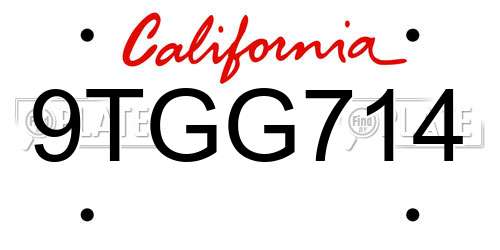 9TGG714 California License Plate