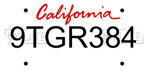 9TGR384 California License Plate