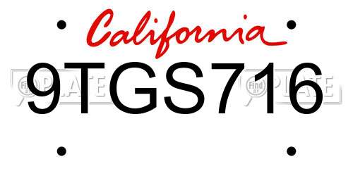 9TGS716 California License Plate