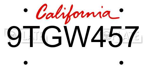 9TGW457 California License Plate