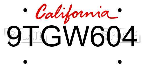 9TGW604 California License Plate