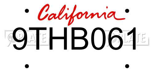 9THB061 California License Plate