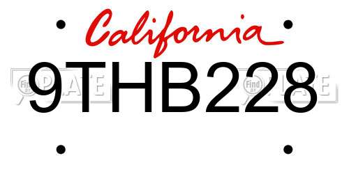 9THB228 California License Plate