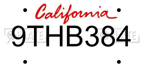 9THB384 California License Plate