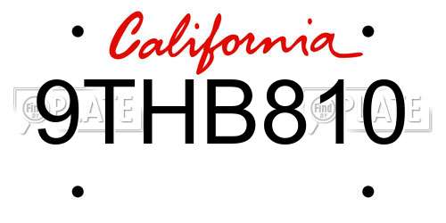 9THB810 California License Plate