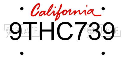 9THC739 California License Plate