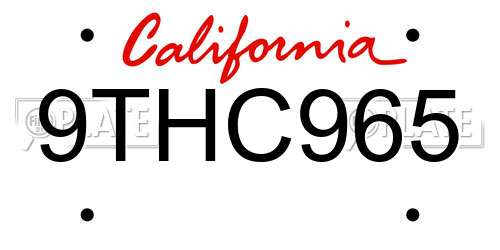 9THC965 California License Plate