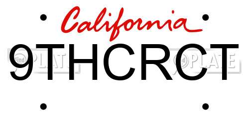 9THCRCT California License Plate