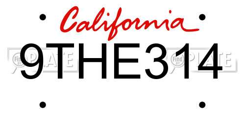 9THE314 California License Plate