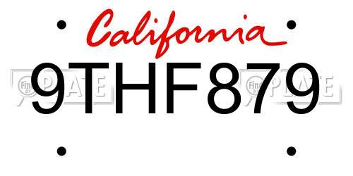 9THF879 California License Plate