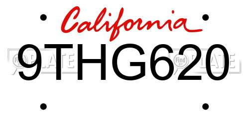 9THG620 California License Plate