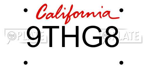 9THG8 California License Plate